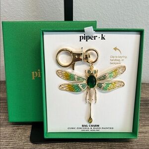 ✨Piper K Dragonfly Bag Charm with Green and Gold Accents 💚